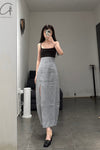 SWAYING/KNIT knitting stitching vest skirt SW23SS2L19 Deep Gray/Gray Orchid PS56